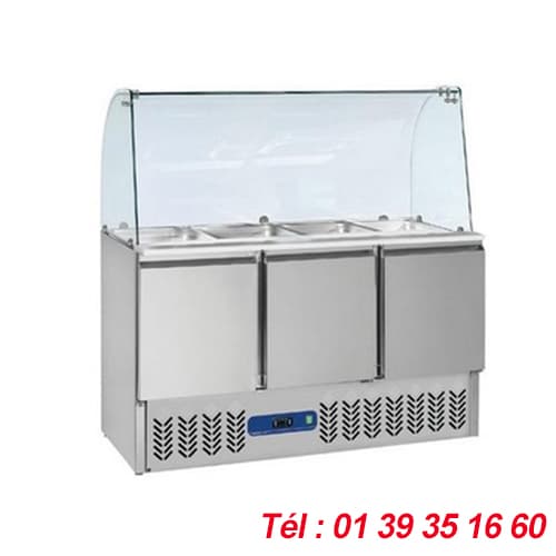 SALADETTE VITRE BOMBEE +2/+8°C AVEC 4X GN 1/1 Haut. 150 mm
