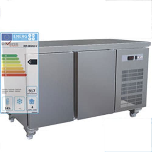 TABLE FRIGORIFIQUE - VENTILEE - 2 portes GN1/1 - 260 litres - Sur roues - \"Tel  01 39 35 16 60\"