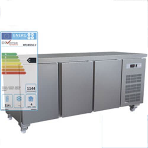 TABLE FRIGORIFIQUE - VENTILEE - 3  portes GN1/1 - 405 litres - Sur roues - \"Tel  01 39 35 16 60\"