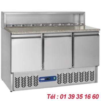 TABLE REFRIGEREE PIZZA 3 PORTES  STRUCTURE 8X GN 1/6 Haut. 150 mm