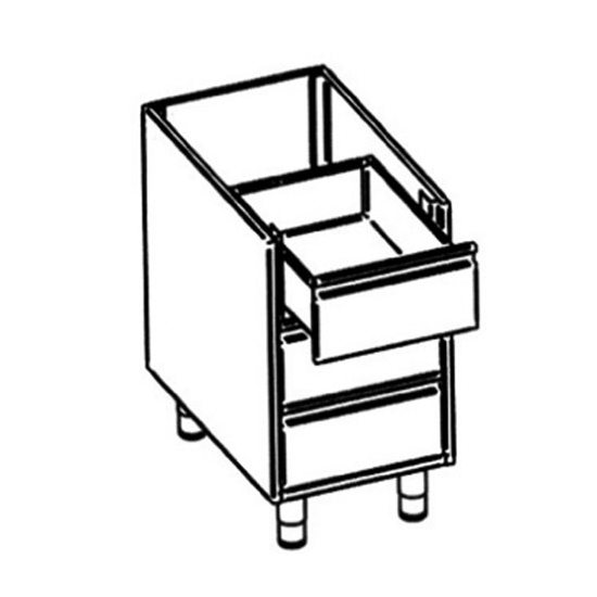 MEUBLE BAS INOX RANGE PLAQUES, ELEMENT DOUBLE, 2 PORTES BATTANTES  TS12