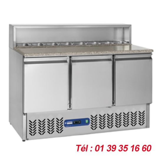 TABLE REFRIGEREE PIZZA 3 PORTES  STRUCTURE 8X GN 1/6 Haut. 150 mm