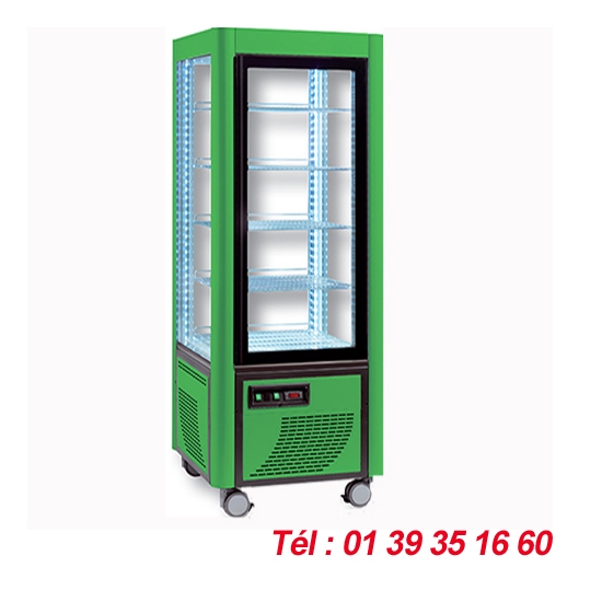 VITRINE  REFRIGEREE 4 FACES VITREES NEGATIVE  VV8/RAL6018.