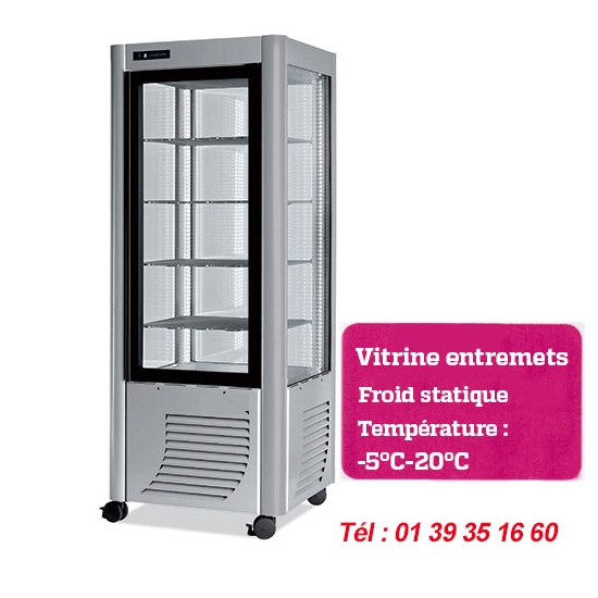 VITRINE  REFRIGEREE 4 FACES VITREES NEGATIVE  VV8-STATIQUE